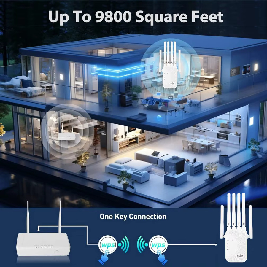 XIKCU Dual-Band Wi-Fi Repeater 1200Mbps WLAN Verstärker in Weiß - Bild 4