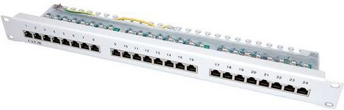 Value 24 Port Netzwerk-Patchpanel CAT 5e, 1 HE, Breite: 483 mm, Farbe: Grau/Weiß - Bild 1