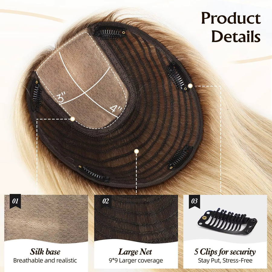 HAIRCUBE Haar-Topper Ombre Hellblond, 16 Zoll, Remy Echthaar, Damen - Bild 3