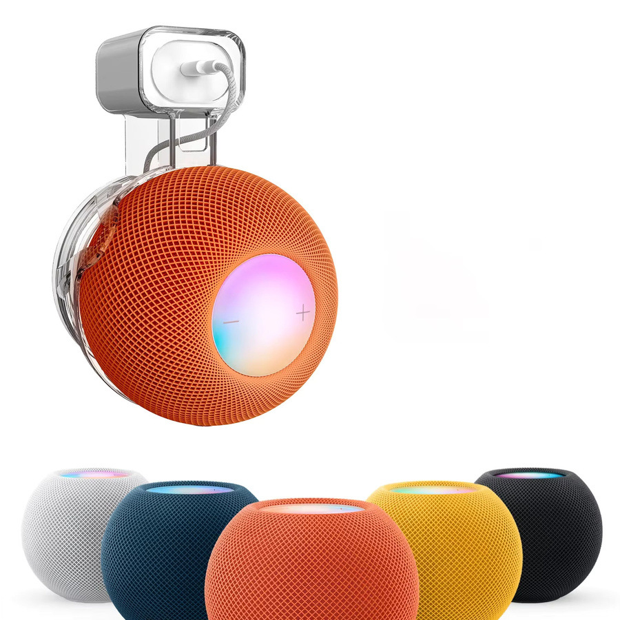 Apple HomePod Mini Steckdosenhalter mit Kabelaufbewahrung aus transparentem ABS-Hartschalen-Gehäuse - Bild 1