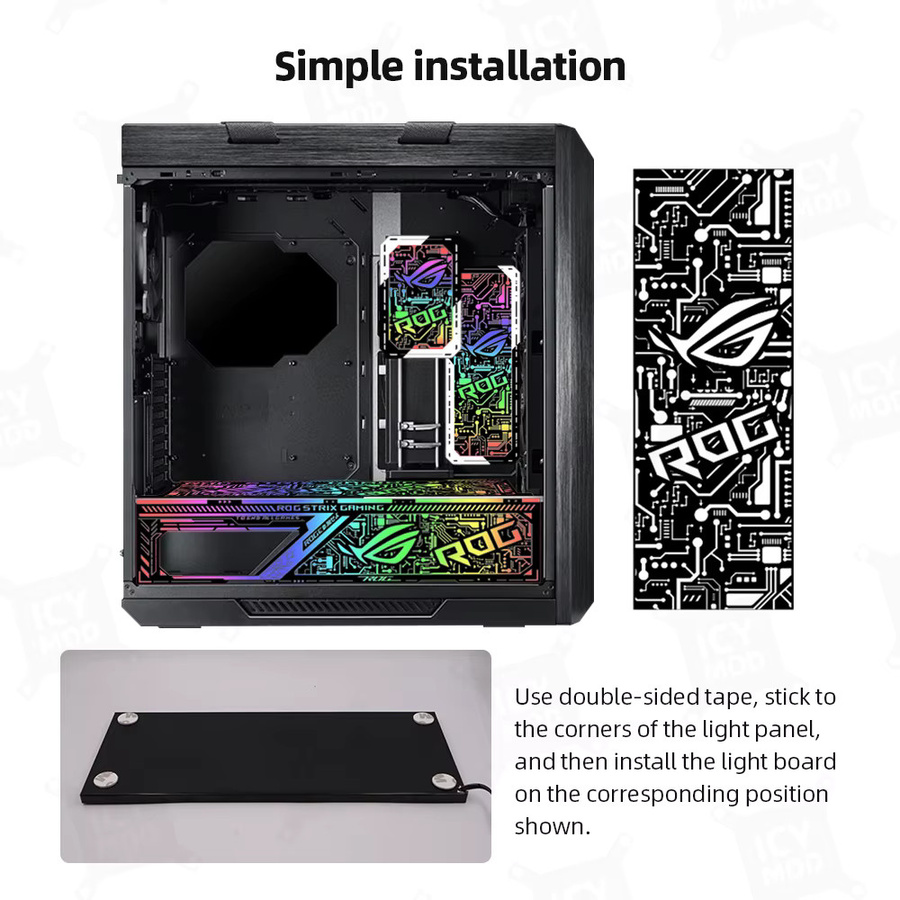 ASUS ROG Strix Helios Refit ARGB Gehäuse-Beleuchtungsplatten-Set mit Lasergravur für Custom PC MOD - Bild 3