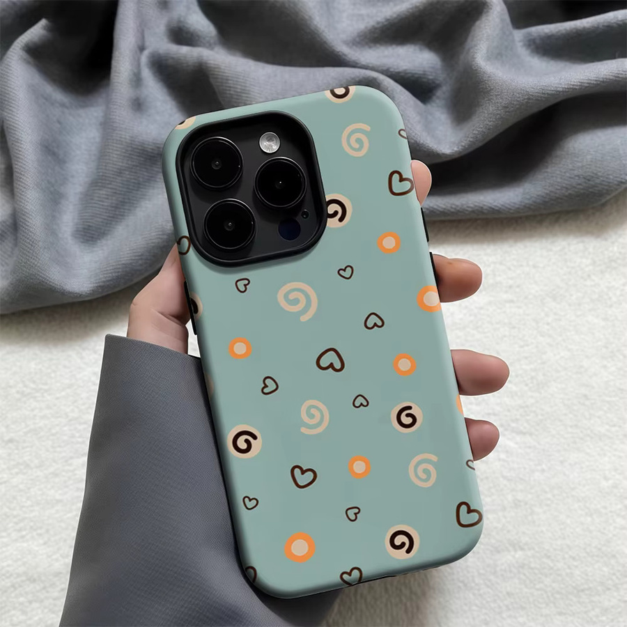Potdemiel Handyhülle Mint Heart & Swirl für iPhone 17 16 15 14 13 12 11 Pro Max Plus mit doppelschichtiger Rückseite in Grün - Bild 4