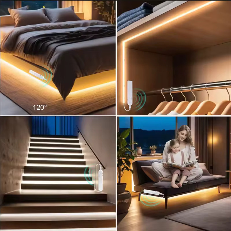 Mikenoon 5V LED COB-Lichtleiste mit Bewegungssensor in Warmweiß für Schrank- und Garderobenbeleuchtung - Bild 4