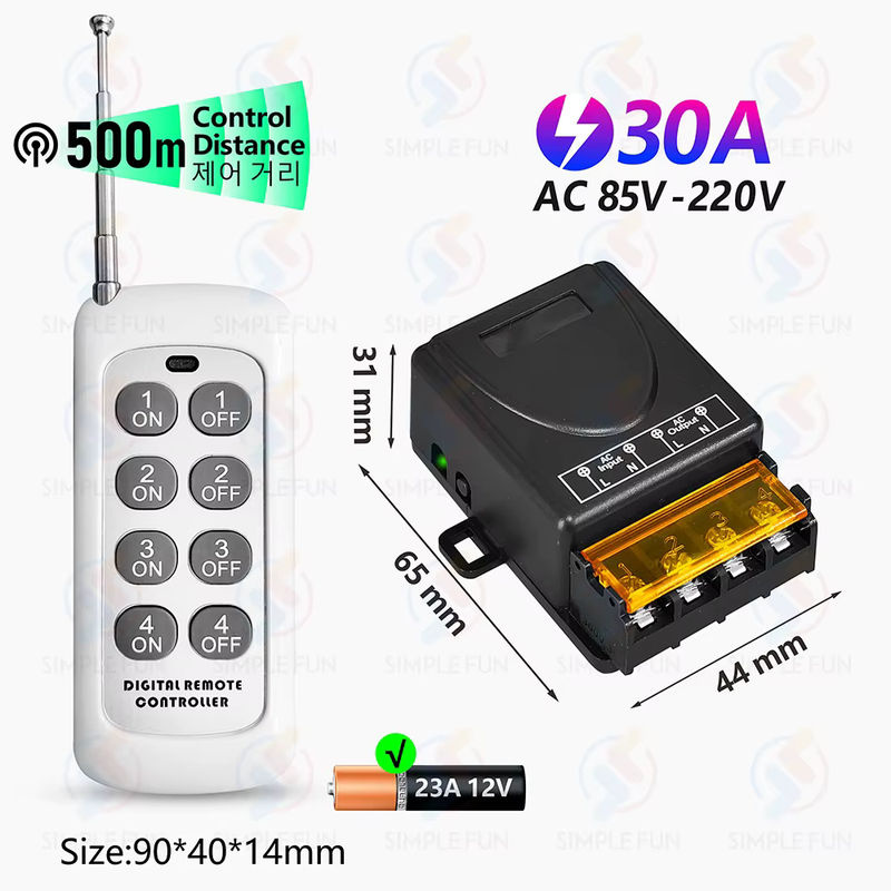 SLMPLEFUN Drahtlose Fernbedienung Lichtschalter mit 433 MHz und 30A High Power Relais Modul für Pumpe, Lampe oder Ventilator, Reichweite 500 Meter, 220 V - Bild 6