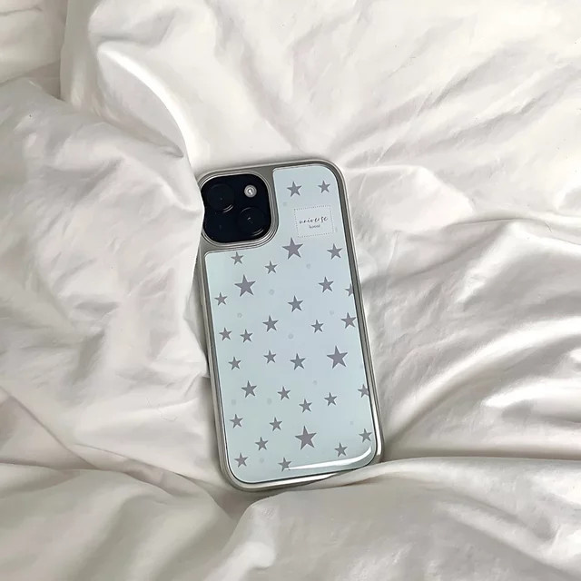 Ins Star Handyhülle für iPhone 12 bis 17 Serie mit blauen glänzenden Sternen in Transparent/Blau - Bild 1