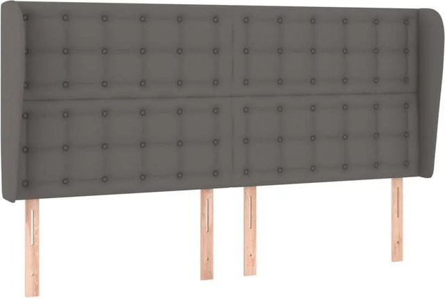 vidaXL Kopfteil mit Ohren in Grau aus Kunstleder, B/T/H: 163 x 23 x 118/128 cm - Bild 1