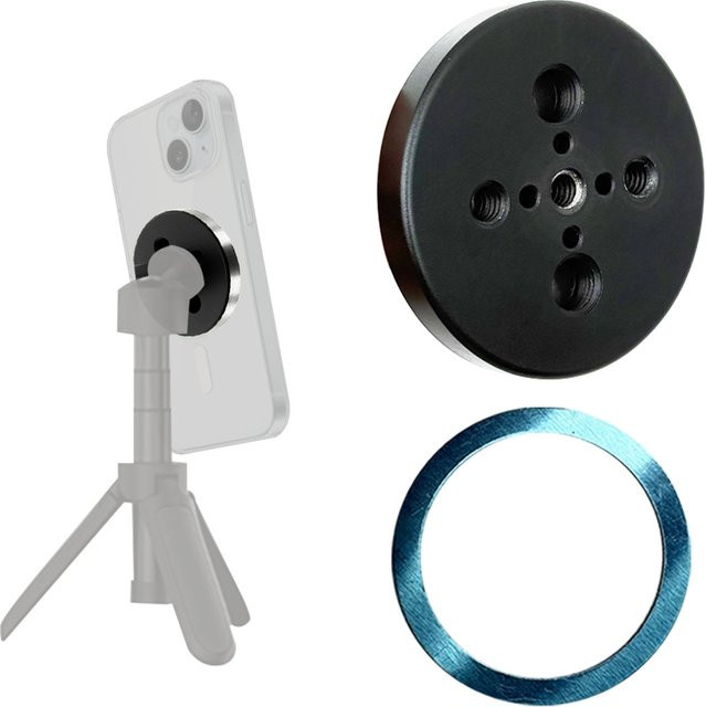 MagSafe magnetischer Telefonhalter in Schwarz mit 360 Grad Rotation und 1/4'' sowie 3/8'' Arri-Gewinde für Stativhalterungen - Bild 1