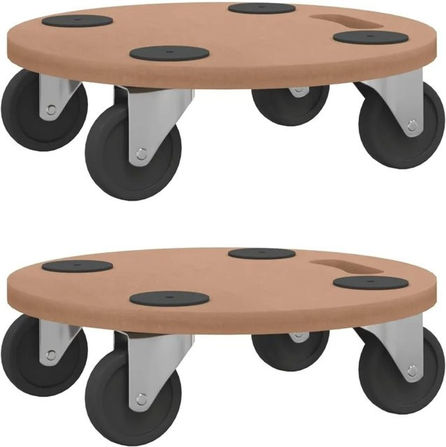 vidaXL Rollbretter 2 Stück rund aus Holzwerkstoff in Braun Durchmesser: 38 cm - Bild 1