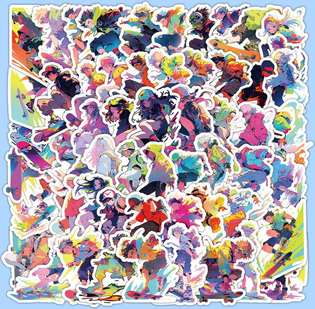 63 Stück Skateboard-Jungen Aufkleber Set in Multicolor für Notebook, Handyhüllen und Rucksäcke von RecordingYourLife Store - Bild 1