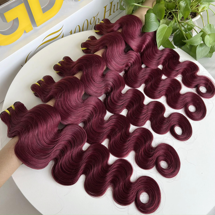 GDYLuxury Body Wave Echthaar-Bündel, Burgunderrot, 100% Echthaar - Bild 5