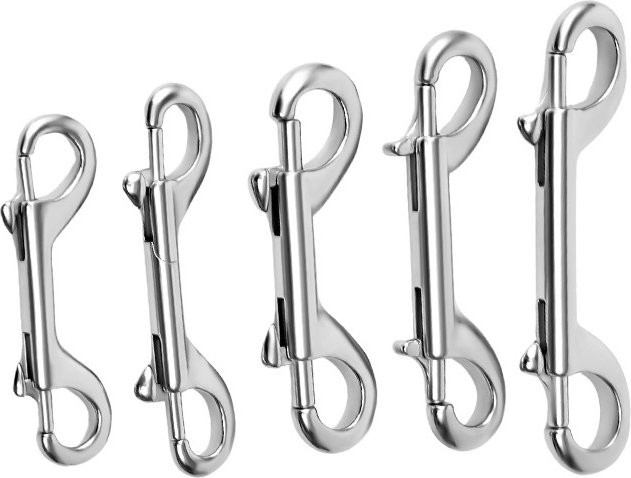 NERISXB Karabinerhaken aus 316 Edelstahl in Silber, Doppel-Schnappclips für Tauchen, Hundeleinen und Schlüsselanhänger - Bild 1