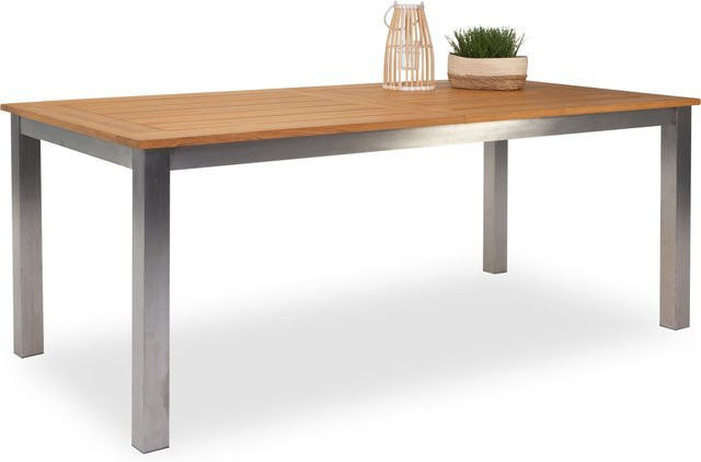 Gartentisch ALBANY von casa NOVA aus Teakholz und Metall in Braun und Silber, B/T/H: 260 x 100 x 77 cm - Bild 1