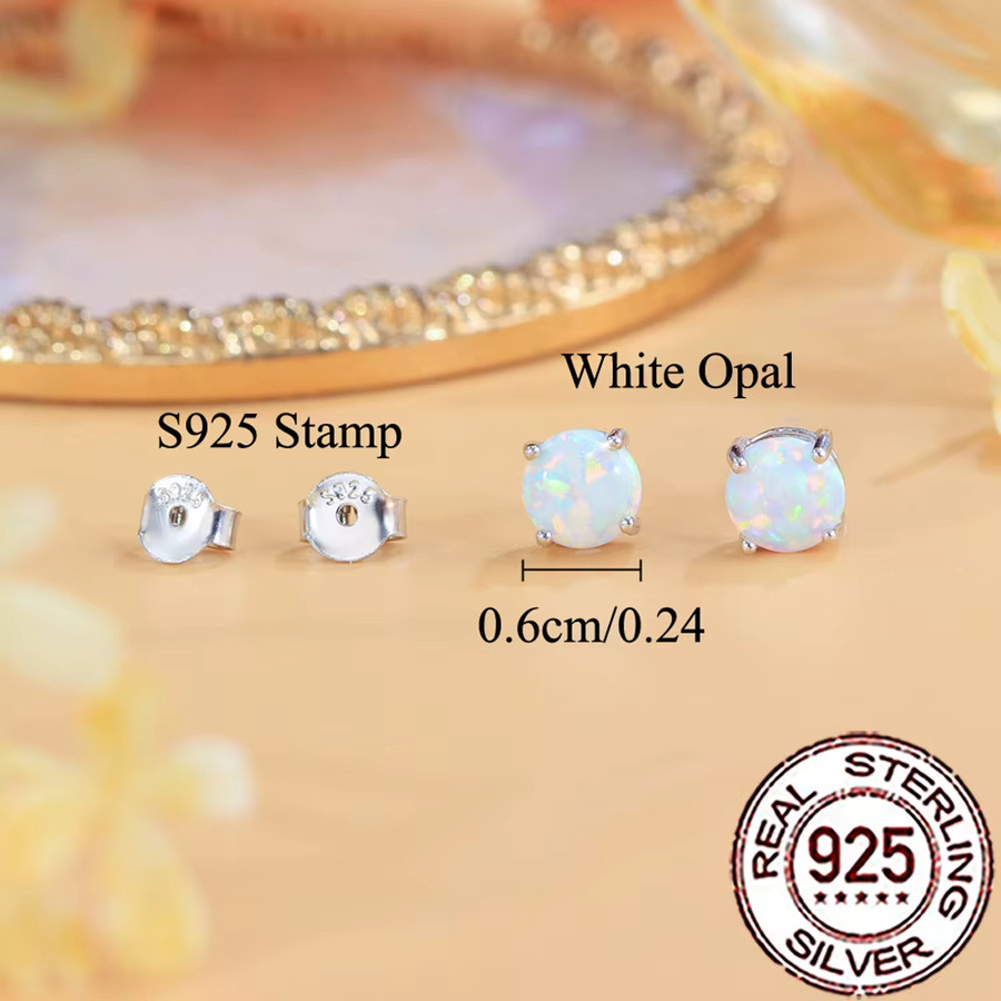 CWWZircons Ohrstecker 925 Silber, Opal, Damen - Bild 2