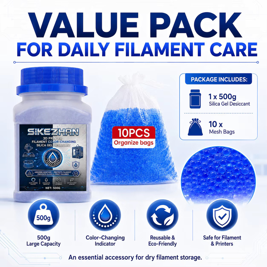 jaysuing Silikagel Trockenmittel für 3D-Drucker Filament, blau, 500 g, mit 10 Netzbeuteln zur Feuchtigkeitsaufnahme für PLA PETG ABS TPU - Bild 6