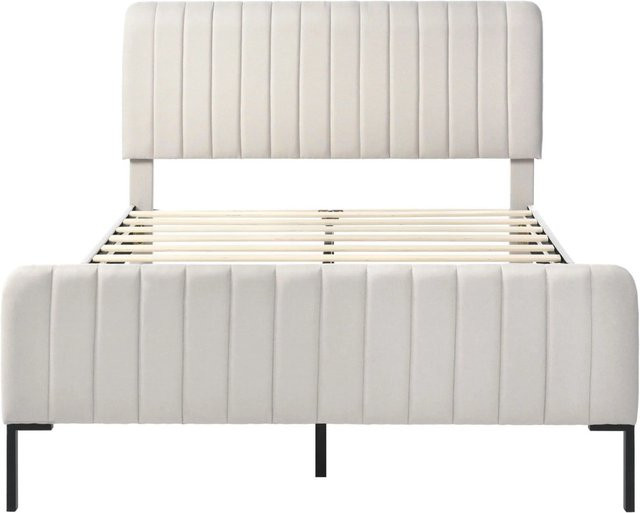 okwish Polsterbett Beige mit verstellbarem Kopfteil, Lattenrost und Matratze, B/T/H: 160 x 200 x 106 cm - Bild 1