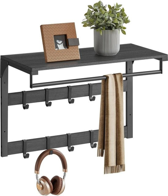 Songmics Wandgarderobe Barnet-old mit Ablage und 10 Haken in Schwarz im Industrie-Design aus Metall - Bild 1