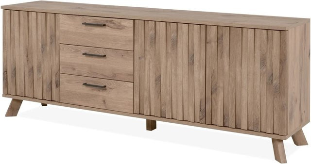Furn.Design Sideboard Douro in Eiche mit 3D-Relief, 3-türig und Push-to-Open, Breite: 175 cm, Höhe: 68 cm, Tiefe: 40 cm - Bild 1