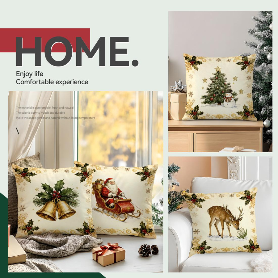Retro Weihnachtsmann Kissenbezug aus Polyester für Sofa und Auto B/B: 18 x 18 cm - Bild 6