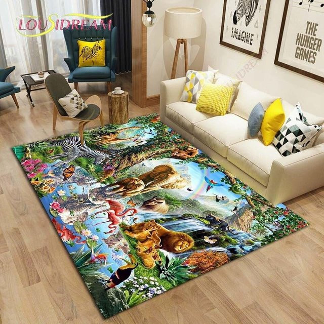 YunhengTechnology Tierwelt-Teppich für Wohnzimmer und Kinderzimmer, mehrfarbig, B/T: 160 x 230 cm - Bild 1