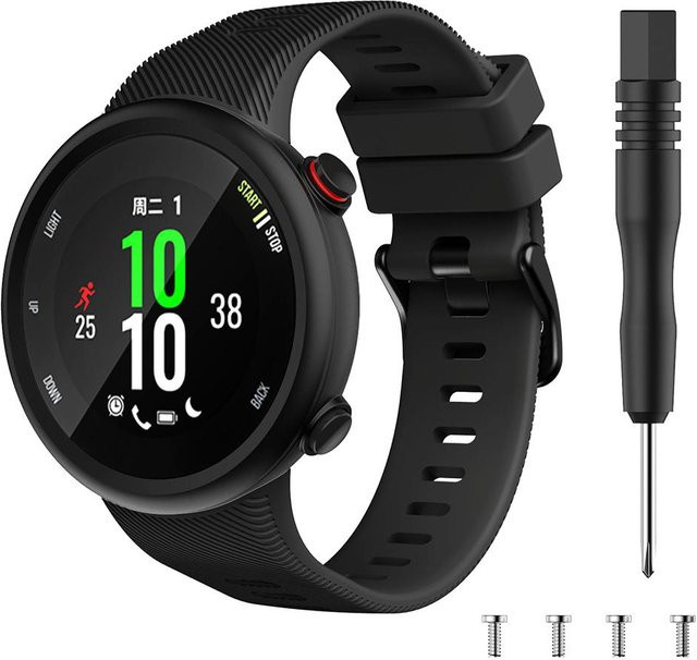 Uhrenarmband Silikon, Schwarz, für Garmin Forerunner 45 45S Swim 2 - Bild 1