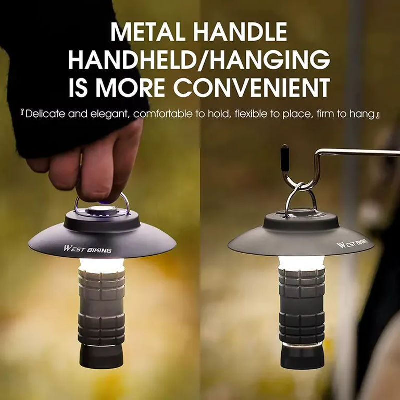 WEST BIKING 3-in-1 Multifunktionale Outdoor-LED-Taschenlampe mit USB-Ladefunktion und Haken, Schwarz - Bild 6