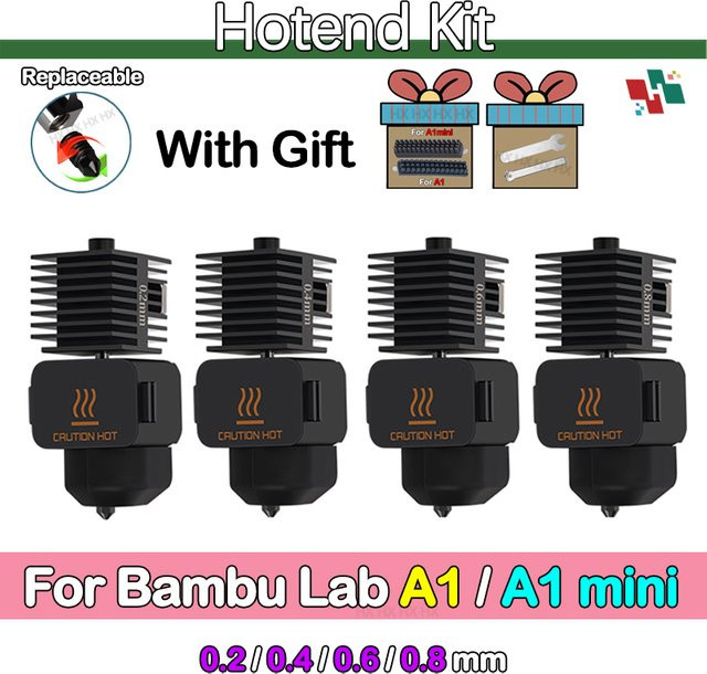 Bambu Lab Upgrade 2.0 Hotend Kit für A1 und A1 Mini mit Messing- und gehärteten Stahldüsen in Schwarz - Bild 1