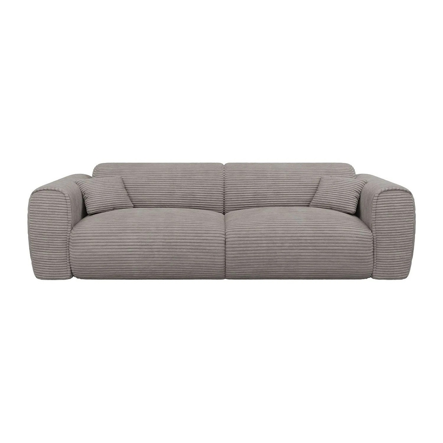 Vente-unique Schlafsofa Pognia in Hellgrau mit Samtbezug und Sitzbreite: 236 cm - Bild 2