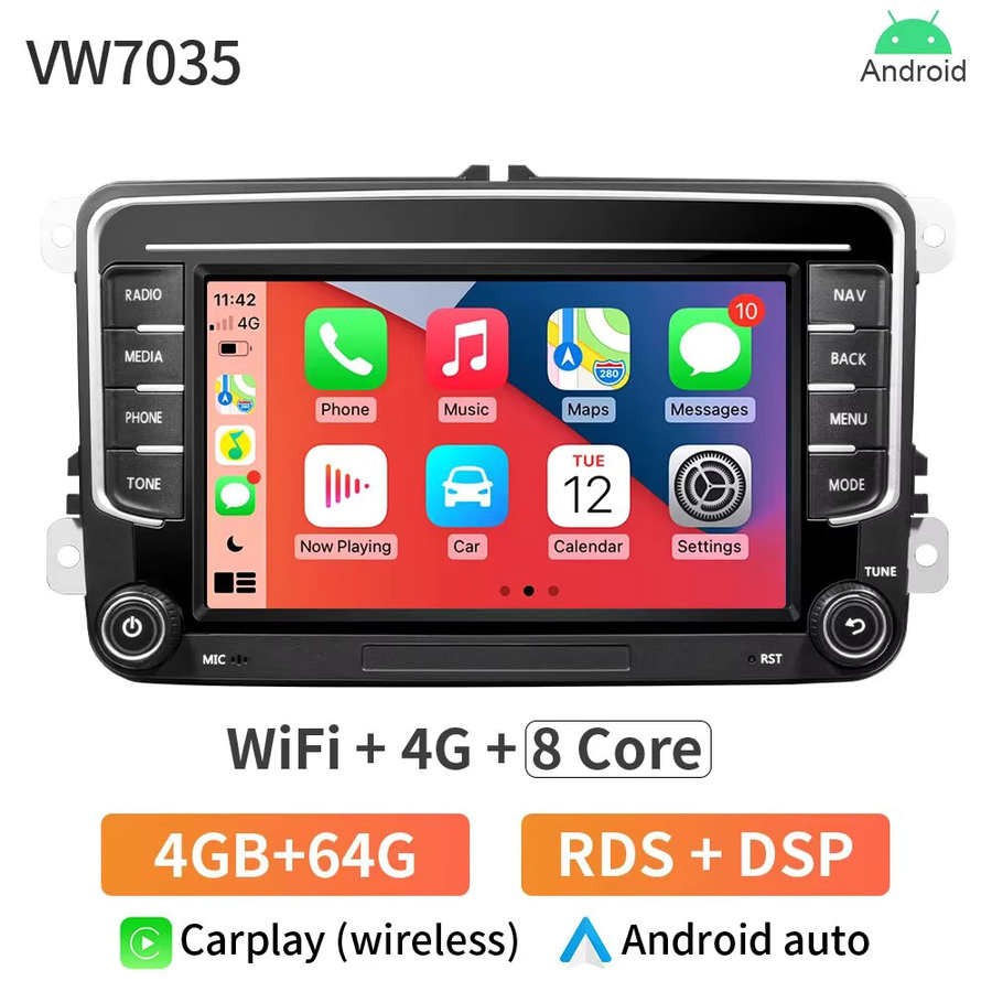 GRANDNAvi Android 13 Autoradio mit GPS für VW Volkswagen Skoda Octavia Golf 5 6 Touran Passat B6 Polo Jetta 2Din Multimedia Player in Schwarz - Bild 7