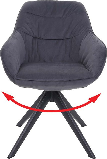 MCW Esszimmerstuhl K28 mit Armlehnen, drehbar, grau Stoff/Textil - Bild 1