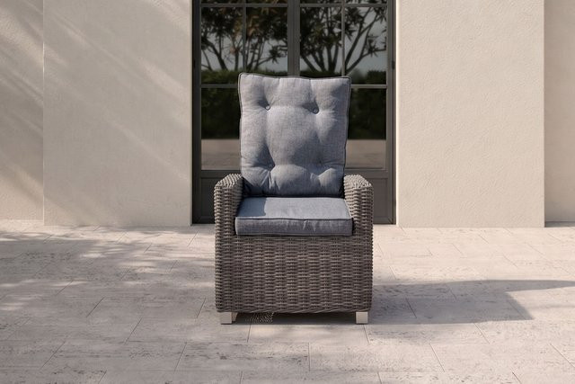 OUTFLEXX Dining Sessel aus Polyrattan in Grau mit verstellbarer Rückenlehne und Armlehnen, B/T/H: 74 x 83 x 110 cm - Bild 1