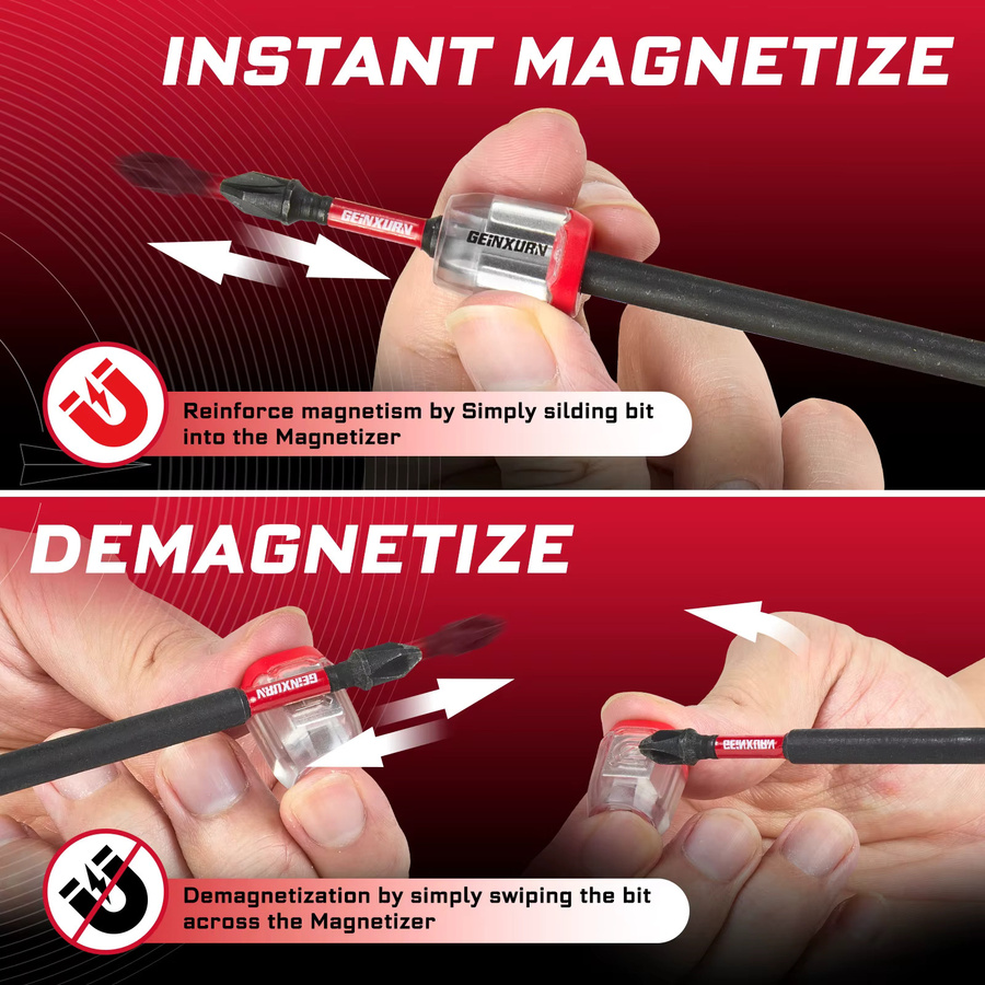 Geinxurn 42-teiliges Schlag-Magnet-Mischschraubendreher-Bit-Set aus S2-Stahl mit Basis und Magnetiseur/Demagnetisierer - Bild 6