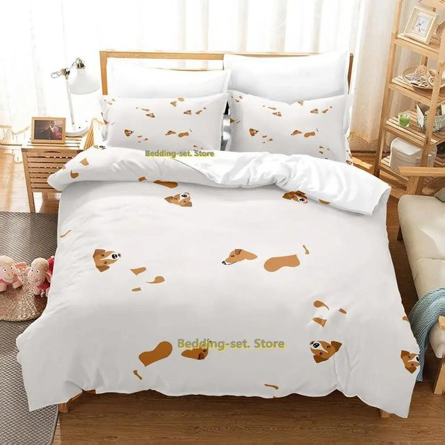 Jack Russell Terrier Bettwäscheset aus Mikrofaser mit Motiv, Weiß, B/H: 260 x 220 cm - Bild 1