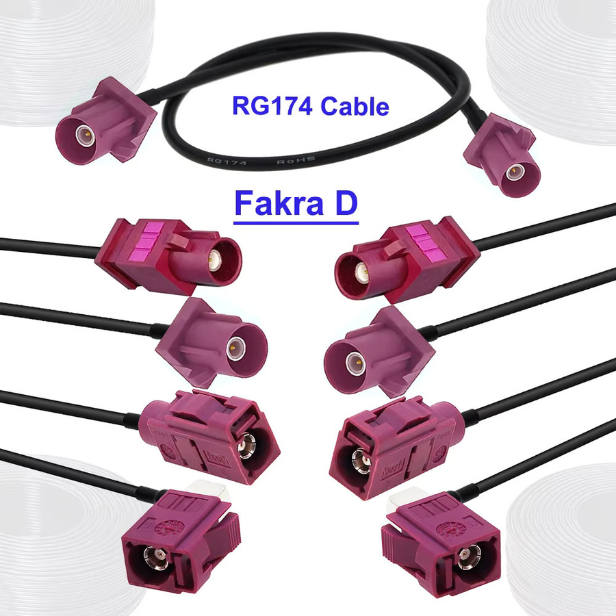 RFDOTOP RG-174 Koaxial-Verlängerungskabel Jumper-Kabel mit Fakra D auf D Stecker und Buchse in Bordeaux Lila - Bild 3