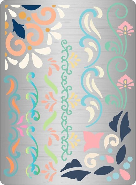 Wiederverwendbare Blumenrand-Schablone aus Edelstahl für DIY-Malerei, Multicolour, Breite: 19,05 cm, Höhe: 13,97 cm - Bild 1