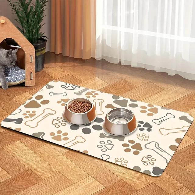 VIKAMA Futtermatte aus Kieselgur für Hunde und Katzen, wasserabsorbierend und schnell trocknend, Multicolor, Breite: 30,0 cm - Bild 1