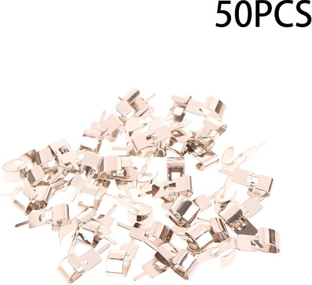 50 Stück Federstahl 18650 Batterieclip in Silber als Batteriehalter und Batteriekontakt - Bild 1