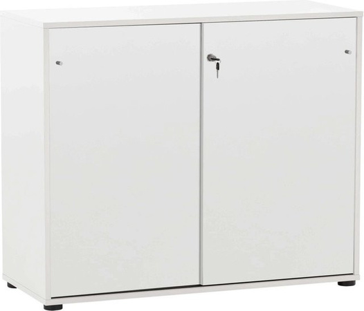 PROREGAL Aktenschrank Pigeon Large in Weiß mit 2 Fächern und 2 abschließbaren Schiebetüren, H x B x T: 83,6 x 100 x 41 cm