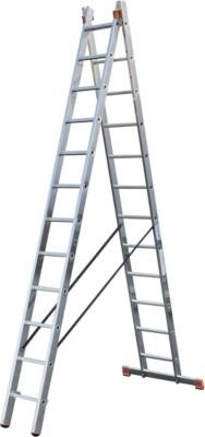 Krause Mehrzweckleiter aus Aluminium und Stahl in Silber mit 2 x 12 Sprossen und Gummifüßen - Bild 1