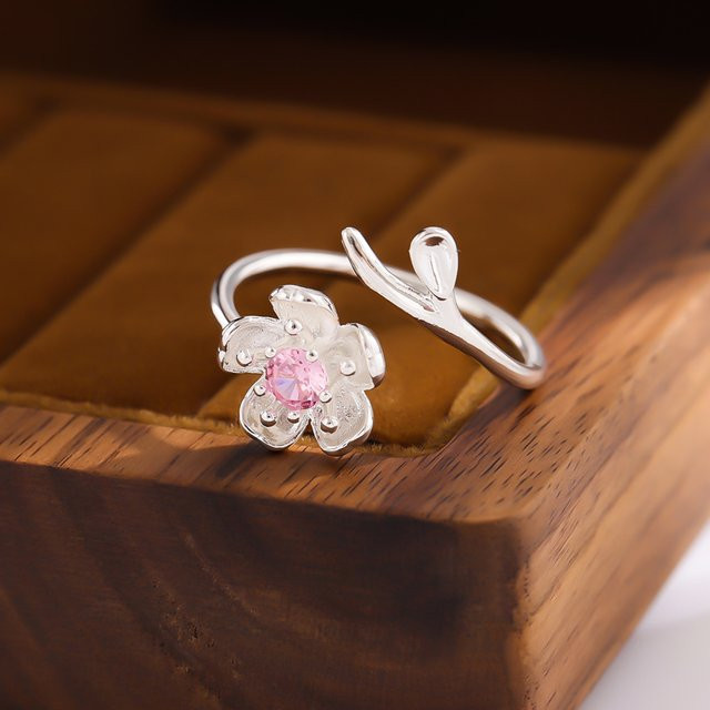 GaGa-Duck Ring, 925 Silber, Rosa Kristall, Damen - Bild 1