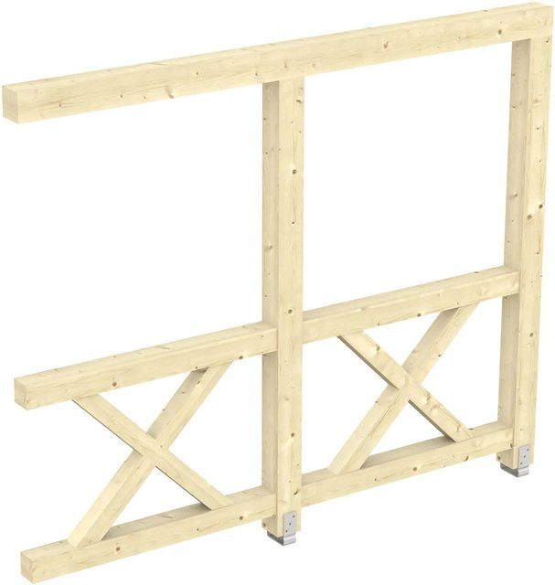 Skan Holz Seitenwand mit Andreaskreuz aus Fichtenholz in Natur, B: 78,5 cm, H: 210 cm, Tiefe: 300 cm - Bild 1