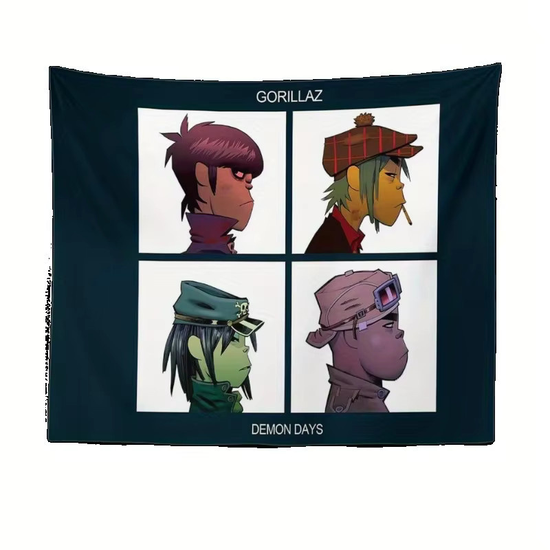 VIKAMA Gorillaz Demon Days Wandteppich mit Zeichentrickfiguren, Mehrfarbig, B: 60 cm, H: 40 cm - Bild 3
