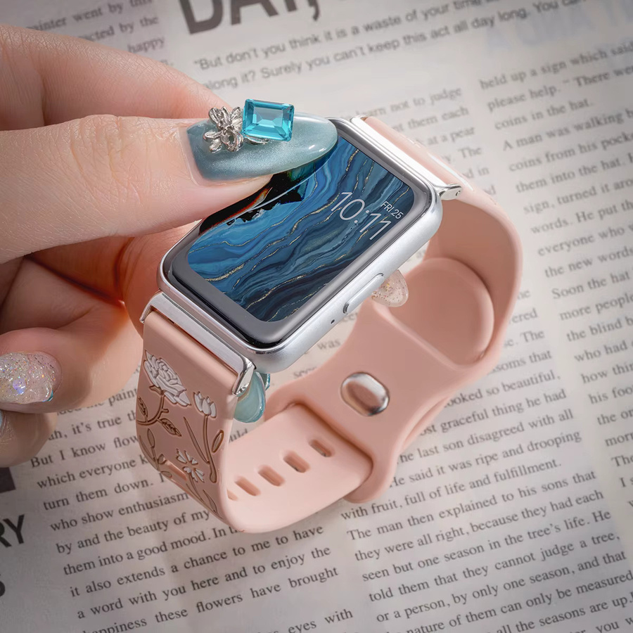 OAKCHARM Uhrenarmband Silikon, Blumenmuster, Samsung Galaxy Fit 3 - Bild 2