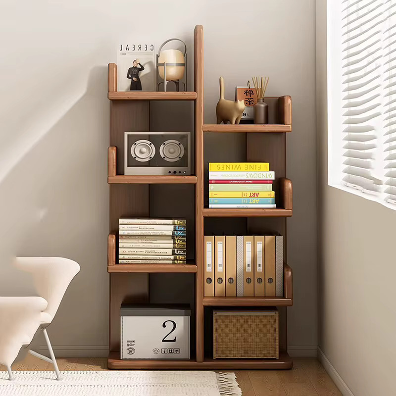 Minimalistisches stehendes Bücherregal aus Holz von DUTRIEUX in Braun mit mattem Finish, B/T/H: 100 x 34 x 20 cm - Bild 1