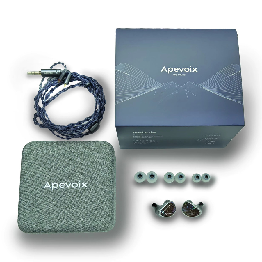 Apevoix Nebula In-Ear-Monitor HiFi-IEM-Kopfhörer mit 1DD + 8BA und abnehmbarem versilbertem OCC-Kabel in Silber/Multicolor - Bild 2