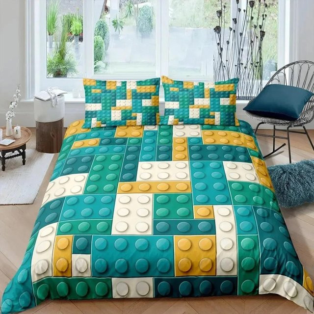 Bettwäscheset Your Warm Home mit 3D Bausteinmuster und Regenbogen Farbverlauf, 2-teilig, Mehrfarbig, Breite: 70 cm, Länge: 133 cm - Bild 1