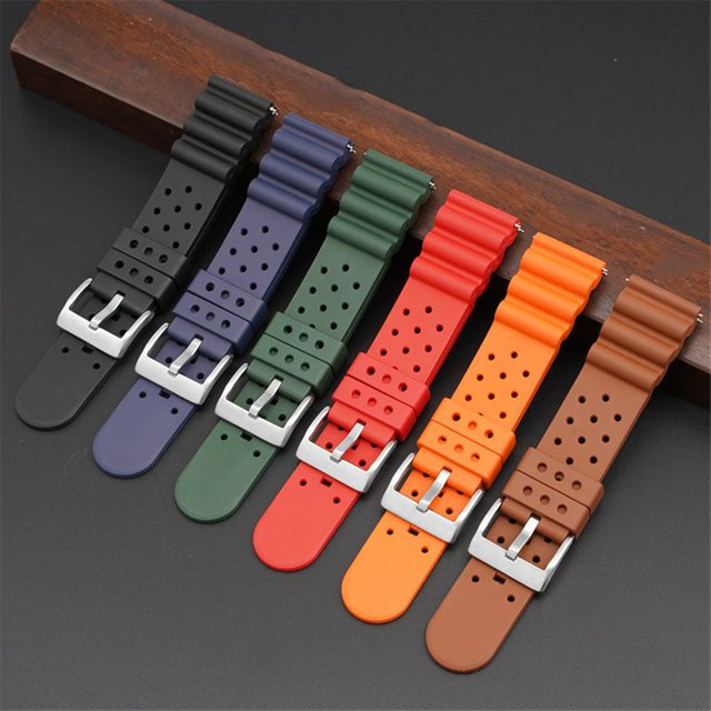olevo Uhrenarmband Fluorkautschuk, Schwarz, Unisex - Bild 1