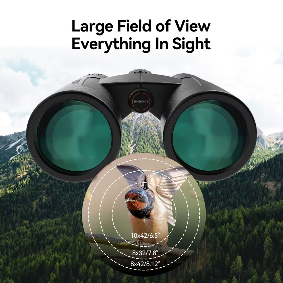 Svbony SV202 ED-Fernglas in Schwarz mit weitem Sichtfeld, IPX7 wasserdicht und beschlagfreies Bak4-Prisma für die Vogelbeobachtung - Bild 2