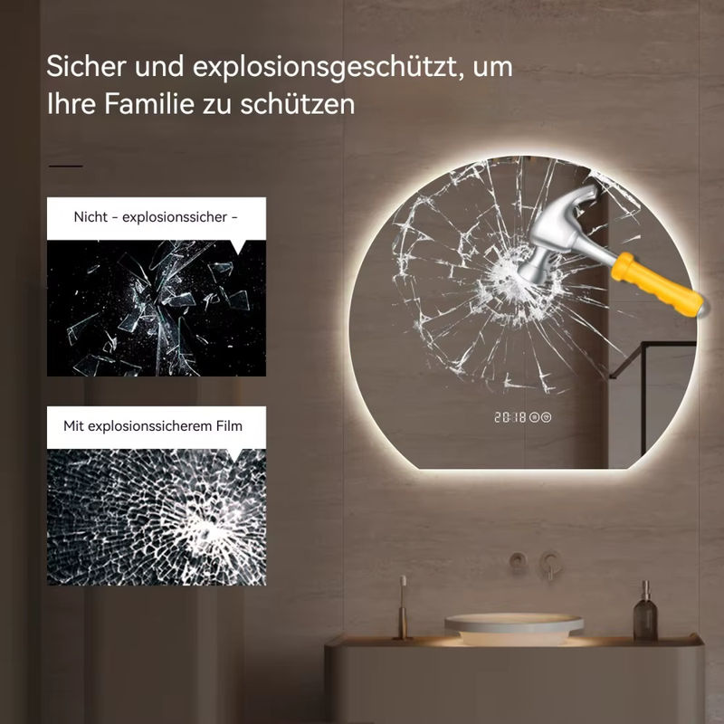 BOMP LED Rundspiegel für das Badezimmer, Dimmbar in 3 Farben, Beschlagfreie Wandmontage, Durchmesser: 80 cm, Multicolor - Bild 5
