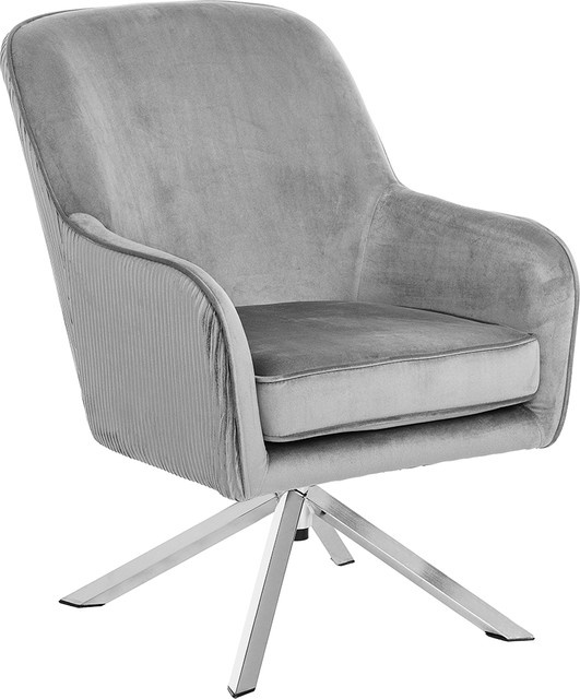 Happy Home Drehsessel mit Samtbezug in Grau, B/T/H: 76 x 67 x 85 cm - Bild 1