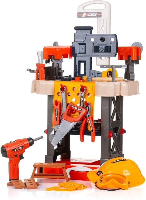 Chipolino Kinderwerkbank Spielzeugwerkzeugset 78-teiliges Set schwarz - Bild 1